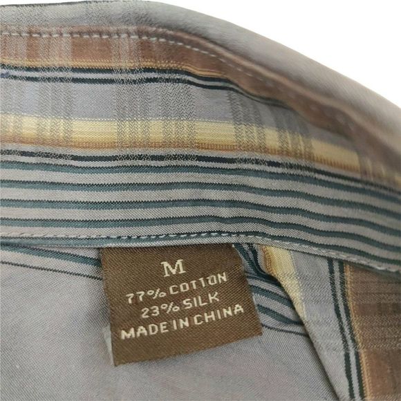 Tommy Bahama Island Soft Shirt Mens Medium Gray Button Up Striped 100% Cotton - Picture 9 of 9